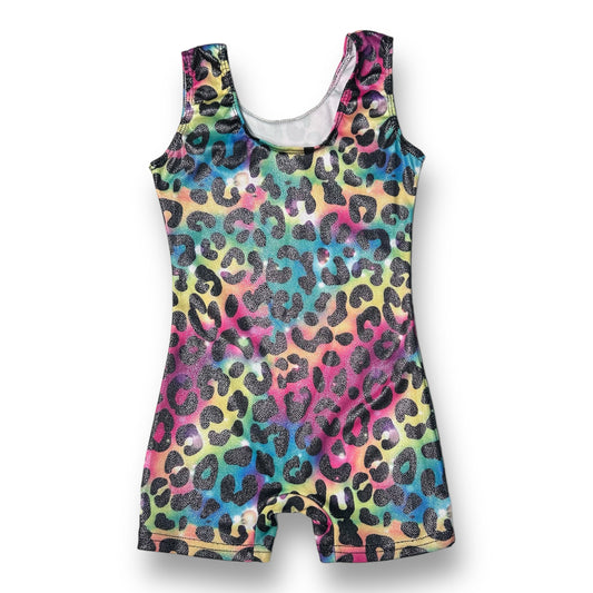 Girls Size 5 Dance Unitard Metallic Leopard Print Gymnastics Leotard