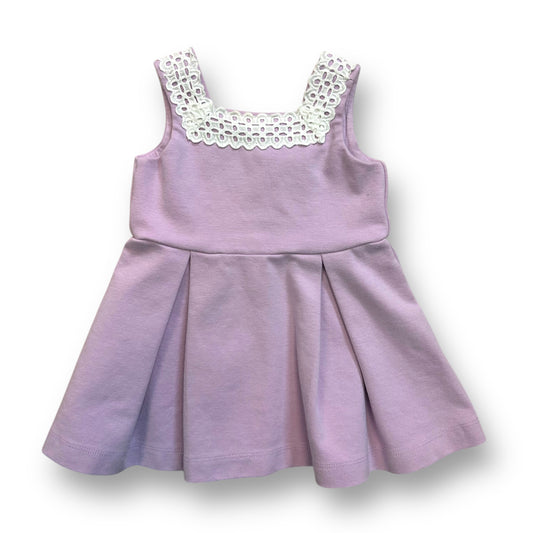 Janie and Jack Girls Dress Size 6-12 Months Lavender and Lace Pleated Sundress