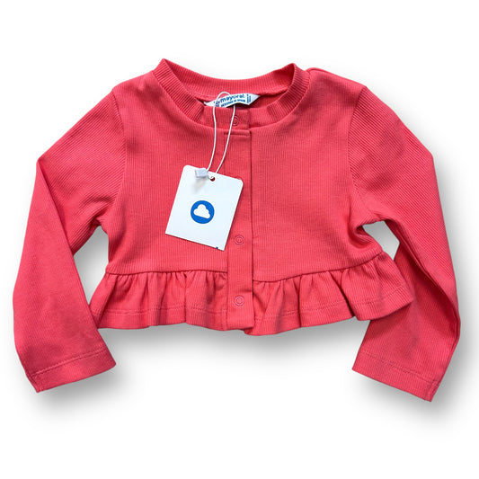 NEW! Mayoral Girls Size 12 Months Sweater Coral Long Sleeve Knit Cardigan