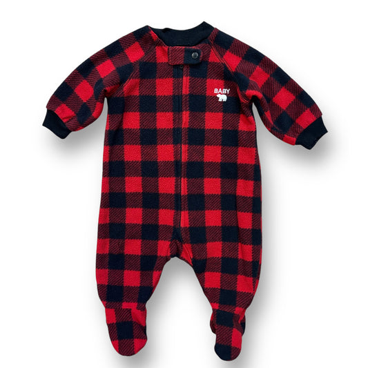 Children's Place Size 0-3 Months Buffalo Plaid Zippered Fleece Footie Pajamas