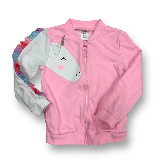 Girls Pink Unicorn Shirt Carter's Size 4T Full Zip Cotton Sweatshirt