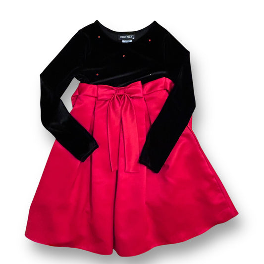 Emily West Youth Girls Size 10 Silky Red & Black Velvet Christmas Dress