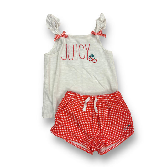 Juicy Couture Girls Outfit Size 4T Red and White Checkered Cherries Shorts Set