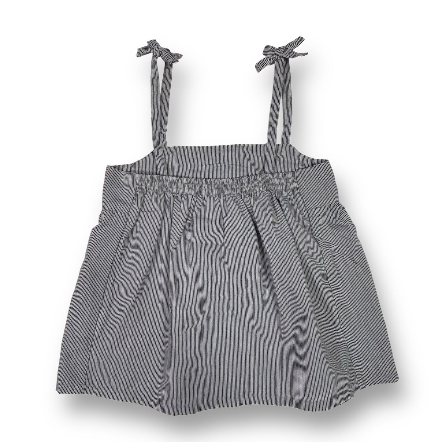 Girls Size 6 Boutique Top 3 Pommes Gray Pinstripe Sleeveless Blouse
