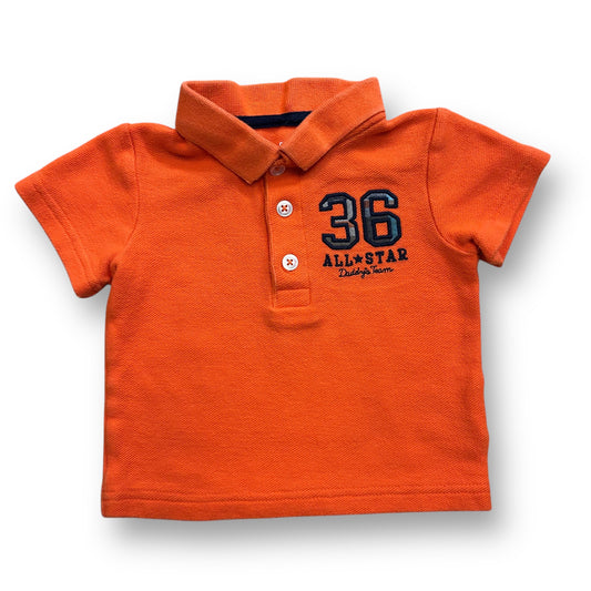 Carter's Boys 9 Months Polo Shirt Orange Embroidered All Star Short Sleeve Top