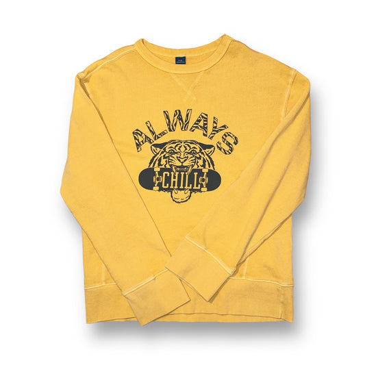 Old Navy Girls Size 8 Yellow Tiger Long Sleeve Lightweight Pullover Sweatshirt