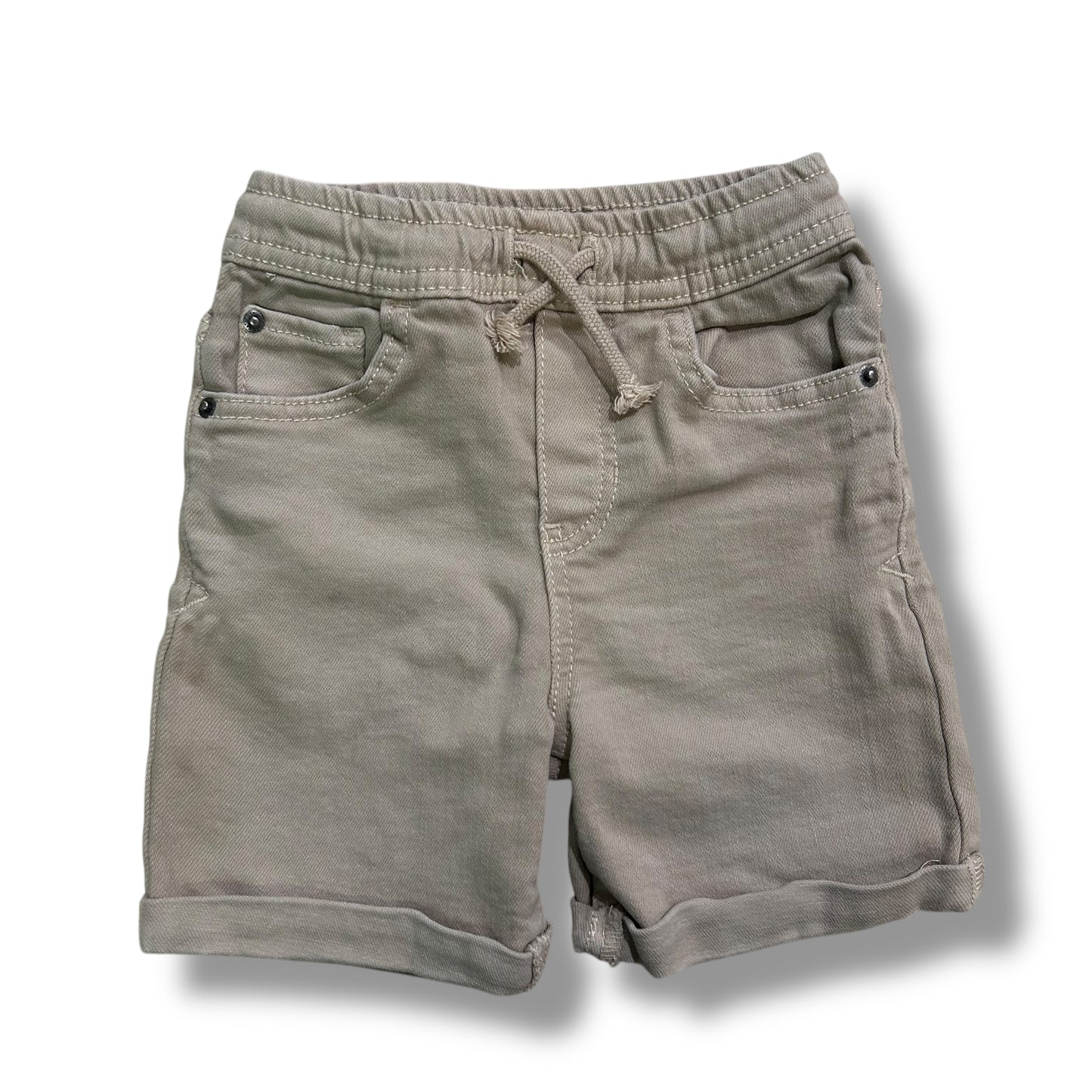 Cat & Jack Boys Size 2T Stretch Beige Denim Shorts with Elastic Waist