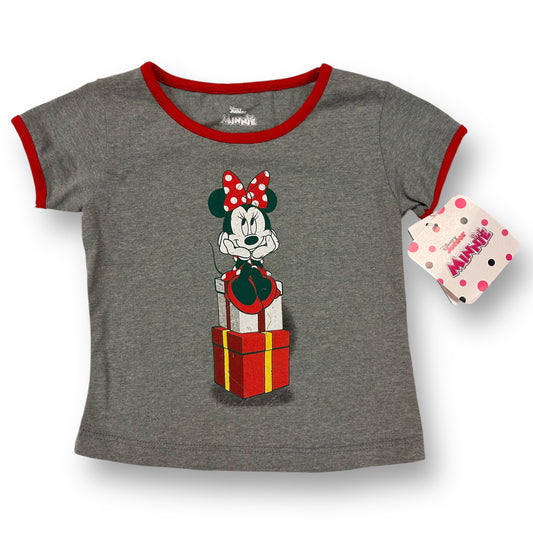 NEW! Girls Disney Junior Size 12 Months Red & Gray Minnie Mouse Holiday Shirt