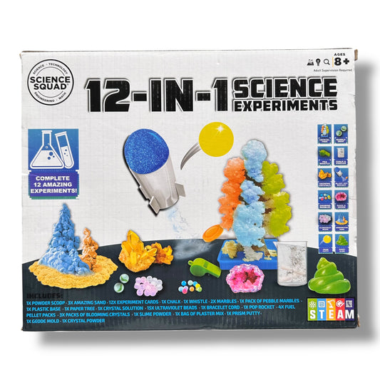 NEW! Science Squad 12-in-1 STEAM Science Experiments Kit, Ages 8+