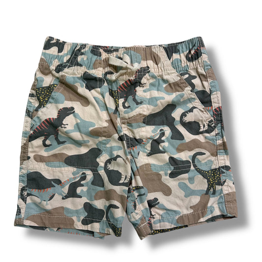 Boys Size 2T Toddler Khaki Camo Dinosaur Print Pull-On Shorts
