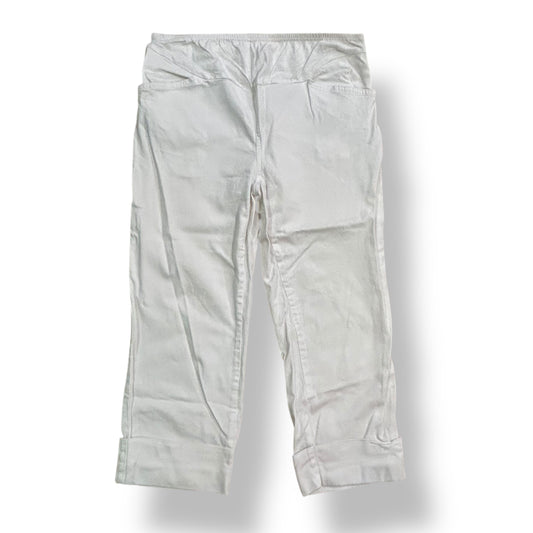 Small White Cotton Maternity Shorts Size 4/6 Elastic Waist Cuffed Capris