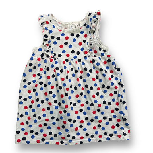 H&M Baby Girl Size 9 Months White Polka Dot Ruffled Sleeveless Dress