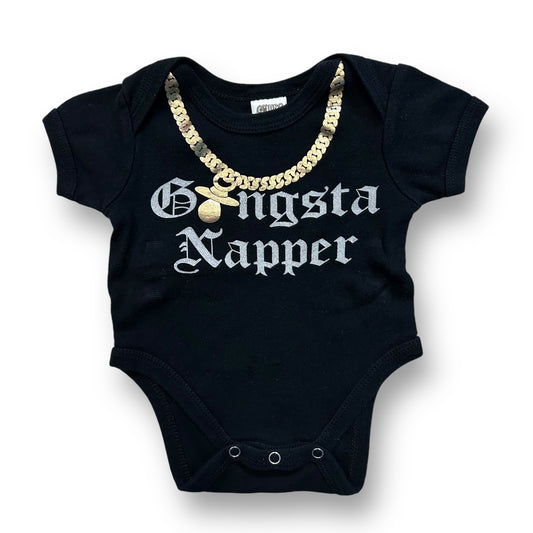Baby Boy Black Bodysuit Size 3-6 Months Short Sleeve Snap Bottom Novelty