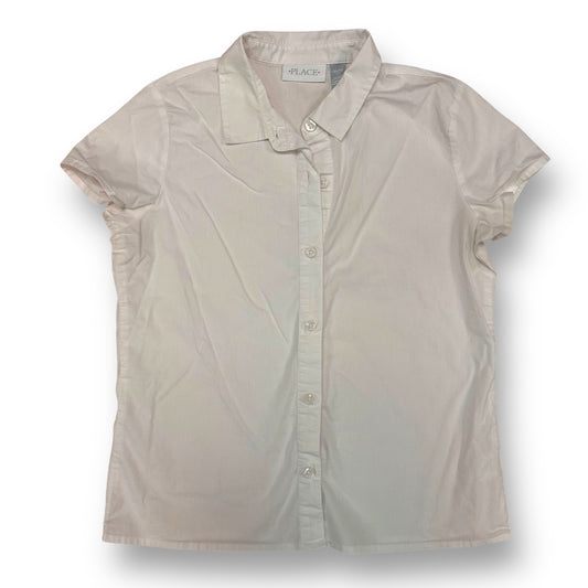 Children's Place Youth Girl Size 10/12 White Short Sleeve Button Down Shirt