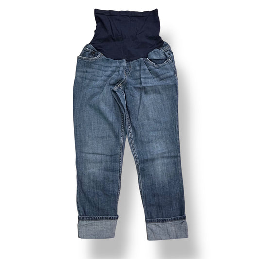 Indigo Blue Size XS Maternity Jeans Full Panel Stretch Cuffed Ankle Cropped Pant
