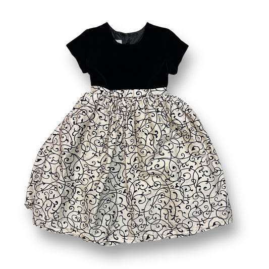 Frances Johnston Girls Size 7 Black Velvet & Ivory Silk Elegant Formal Dress