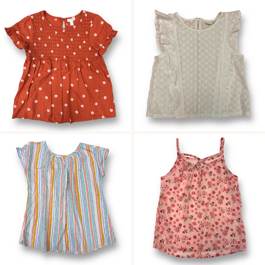 Youth Girls Size 14 Blouse Collection of 4 Short Sleeve Boho Style Tops