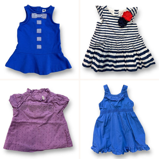 Janie and Jack Baby Girl 6-12 Months Lot of 4 - Ruffled Blouse and Dresses