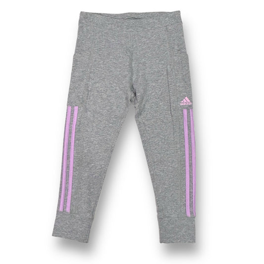 Adidas Size 10/12 Youth Girl Gray Athletic Capri Leggings with Pockets