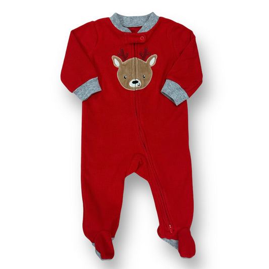 Carter's Baby Boy Size 6 Months Red Fleece Reindeer Christmas Footie Pajamas