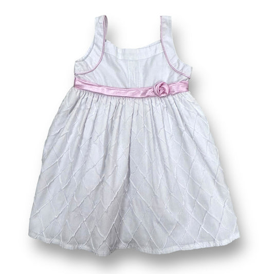 Girls Size 3 Fancy White Sleeveless Dress with Pink Ribbon Accent