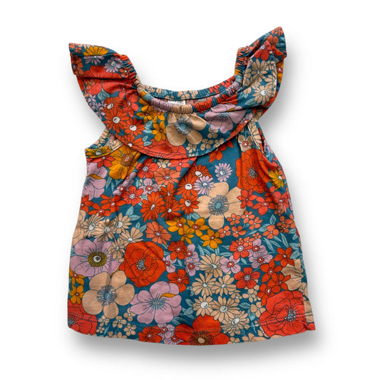 Carter's Size 2T Girls Floral Print Ruffled Collar Sleeveless Blouse