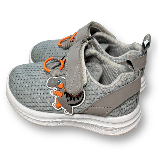 Toddler Boy Sneakers Size 5 Gray Easy Slip On Dinosaur Tennis Shoes