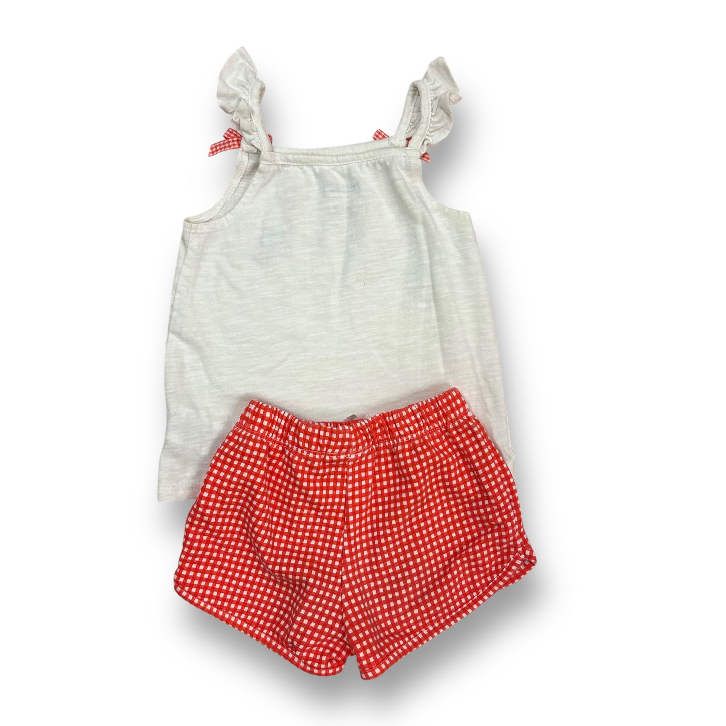 Juicy Couture Girls Outfit Size 4T Red and White Checkered Cherries Shorts Set