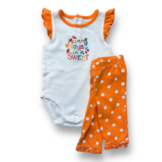 Carter's Baby Girl Outfit Size 3 Months Flutter Sleeve Bodysuit and Orange Pants Set
