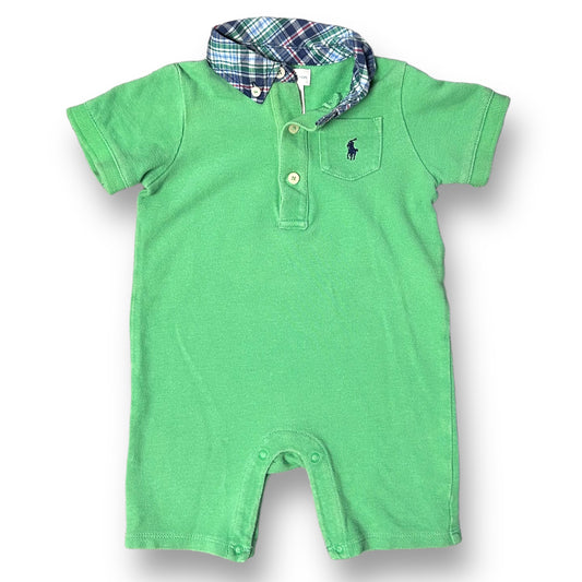Ralph Lauren Baby Boy Size 9 Months Romper Green Short Sleeve Polo One Piece