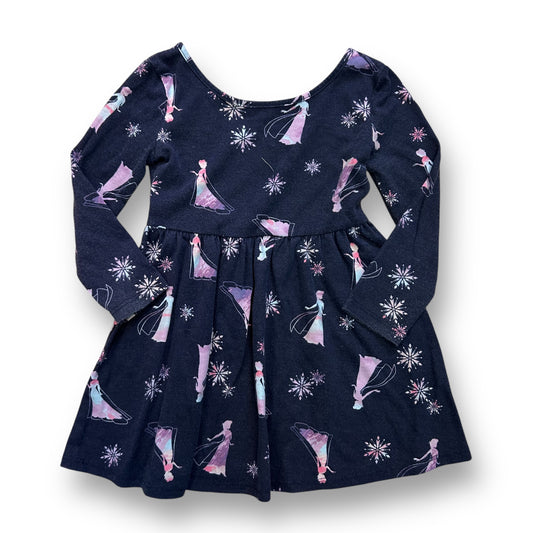 Disney Frozen Girls Size 2T Navy Blue Long Sleeve Cotton Toddler Elsa Dress