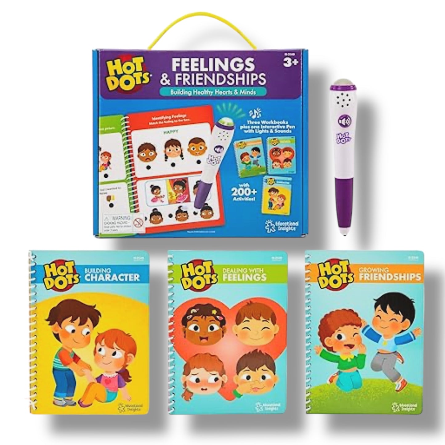 NEW! Hot Dots Interactive Pen with Lights/Sounds, 3 Workbooks, 200+ Activities
