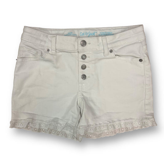 Youth Girls Size 10/12 White Denim Lace Trimmed Jean Shorts