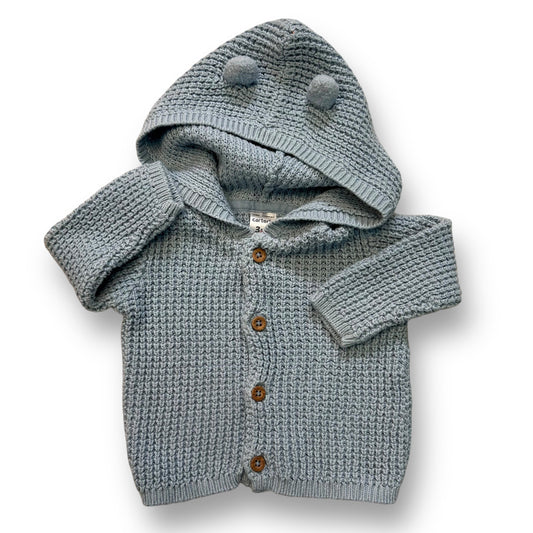 Carter's Baby Boy Sweater 3 Months Country Blue Cardigan with Teddy Bear Hood
