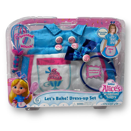 NEW! Disney Junior Alice's Wonderland Bakery Let's Bake! Size 4-6X Dress-Up Set