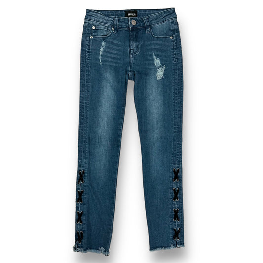Hudson Size 12 Youth Girls Skinny Jeans Fray Hem Distressed Denim