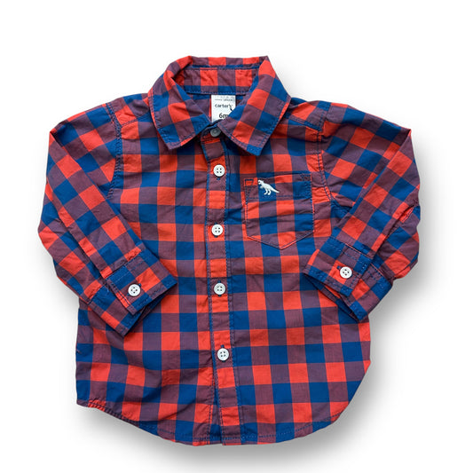 Carter's Size 6 Months Boys Long Sleeve Checkered Button Up Shirt