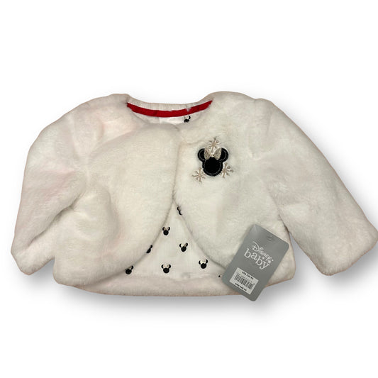 NEW! Disney Store Baby Girl 6-12 Months Jacket White Faux Fur Minnie Mouse Coat