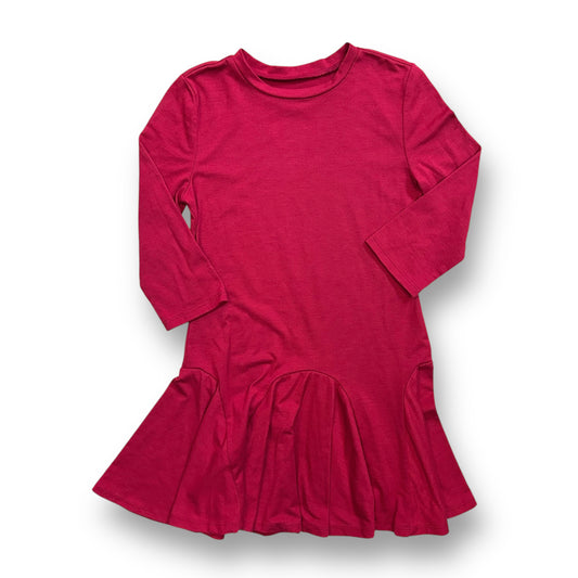 Girls Size 6/6X Dark Red Cotton Long Sleeve Twirl Dress with Ruffled Hem