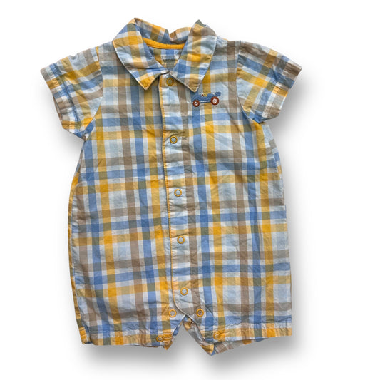 Carter's Baby Size 3 Months Boy's Romper Plaid Snap Bottom Collared One Piece