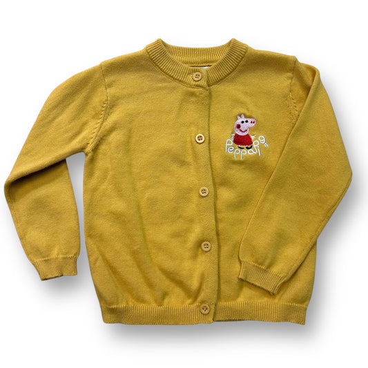 Girls Size 24 Months Sweater Mustard Yellow Knit Peppa Pig Cardigan