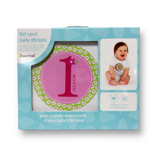 NEW! Pearhead First Year 0-12 Months Belly Stickers Baby Girl Photo Prop