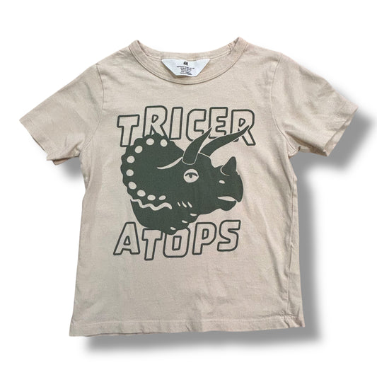 H&M Boys Size 3/4T Triceratops Dinosaur 100% Cotton Short Sleeve Shirt