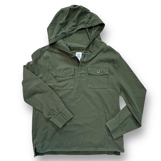 Gap Size 10 Youth Boys Hunter Green Button Pocket Long Sleeve Hoodie Shirt