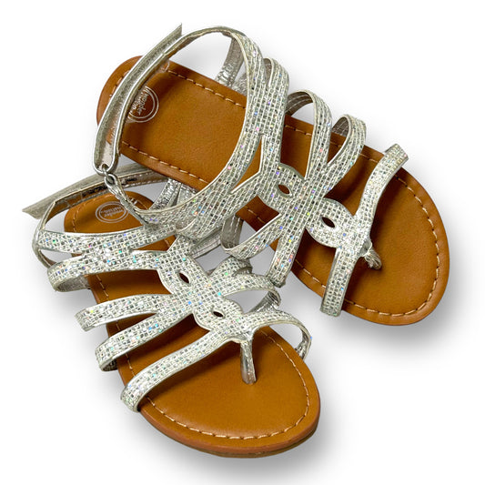 NEW! Girls Sandals Size 11 Silver Sparkly Adjustable Strap Flats