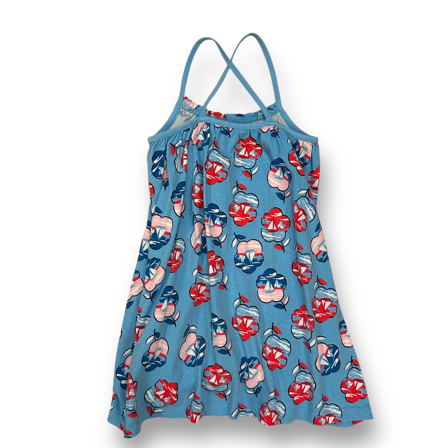 Hanna Andersson Size 120 Dress Girls 6/7 Dress Floral Print Sailboat Sundress
