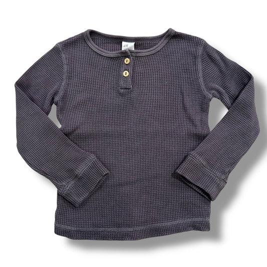 H&M Boys Size 3T Dark Gray Cotton Thermal Long Sleeve Henley Shirt