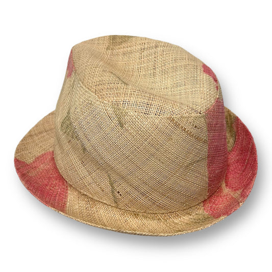 Youth Girls Woven Sun Hat Beige and Pink Brimmed Beach Fedora, One Size