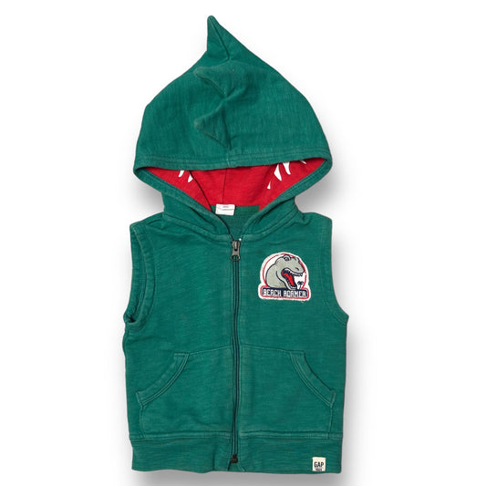 Baby Gap Boys Size 12-18 Months Full Zip Vest T-Rex Dinosaur Sleeveless Hoodie