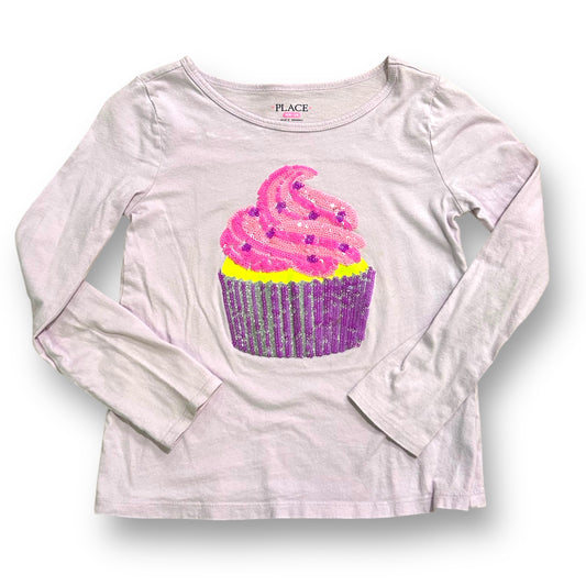 Children's Place Girls Size 7/8 Long Sleeve Sequin Cupcake Birthday Shirt